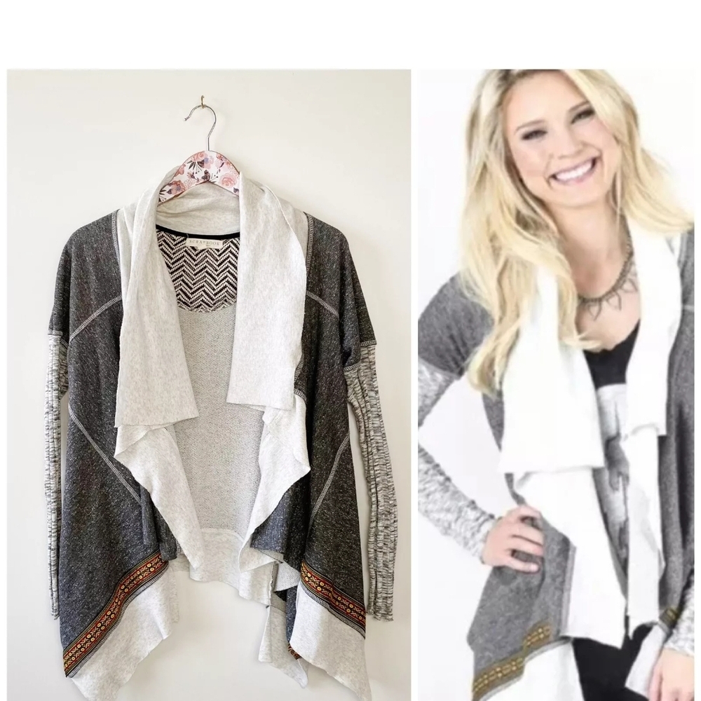 SCRAPBOOK Women's Terry Drape Front Cardigan Sweater Size Large